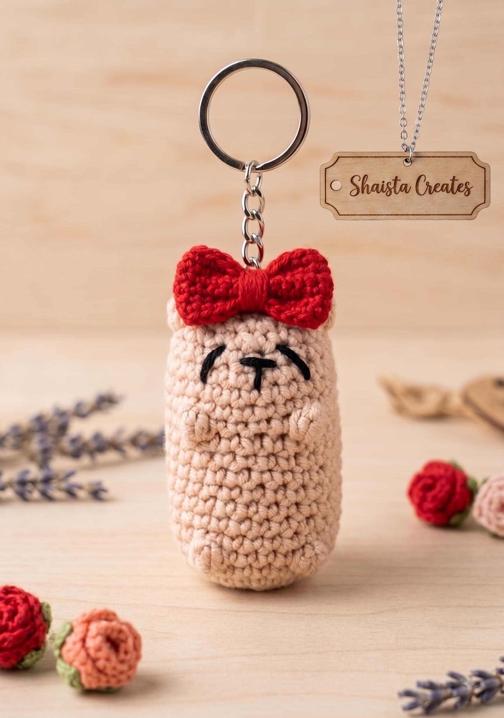Crochet cute bear keyring